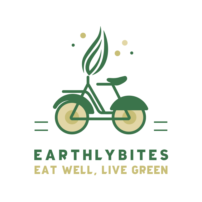 EarthlyBites vegan plant-based meals delivered to your home logo design